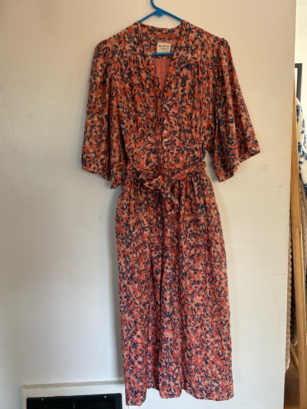Mirth Hyannis Caftan Dress in Geranium Pink - Cotton & Silk - Size Medium